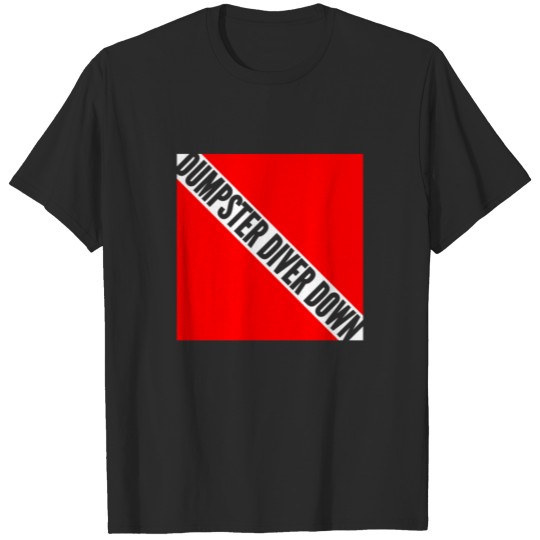 Dumpster Diver Down Red and White Scuba Flag T-shirt