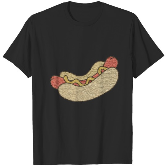 Hot dog drawing with mustard T-shirt