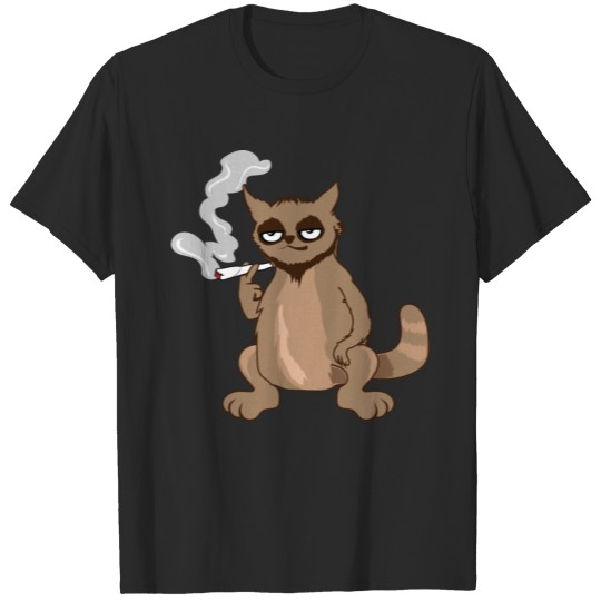 A cat smoking a joint T-shirt