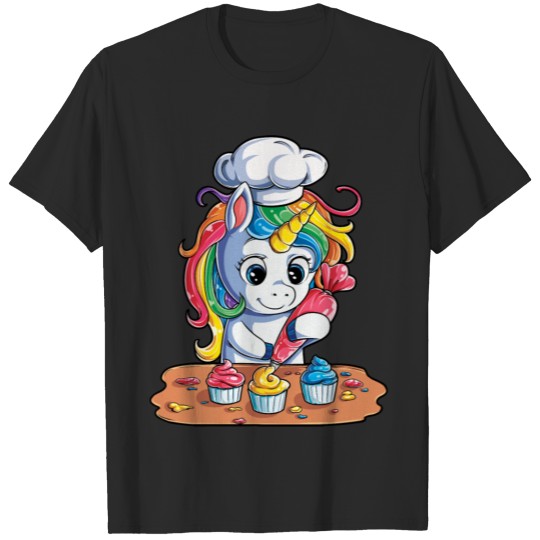 Unicorn Baking Cupcake T Shirt Kids Girls Boys Rainbow Squad Cute Gifts Party Men Women T-shirt