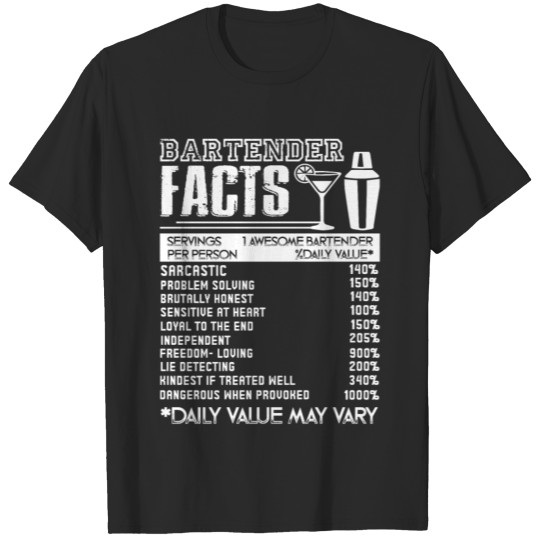 Bartender Facts Shirt T-shirt
