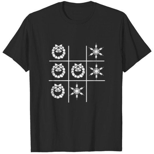 Christmas Tic Tac Toe Wreath and Snowflakes T-shirt