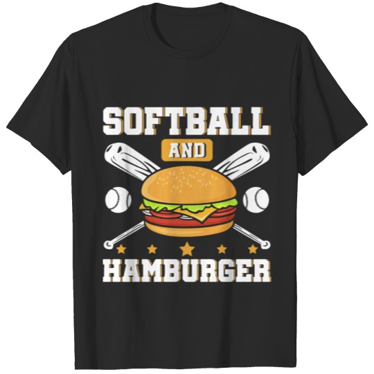 softball and hamburger chef eat teamwork softball T-shirt