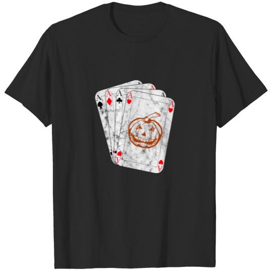 Halloween Pumpkin on Poker Cards Distressed Look T-shirt