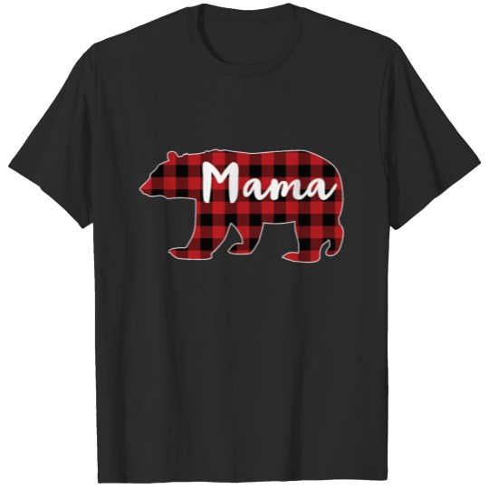 Red Plaid Mama Bear Matching Buffalo Family Pajama T-shirt