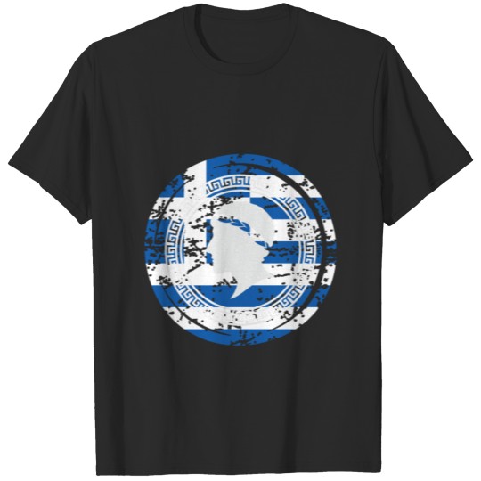 Greece Coin On Round with grunge T-shirt