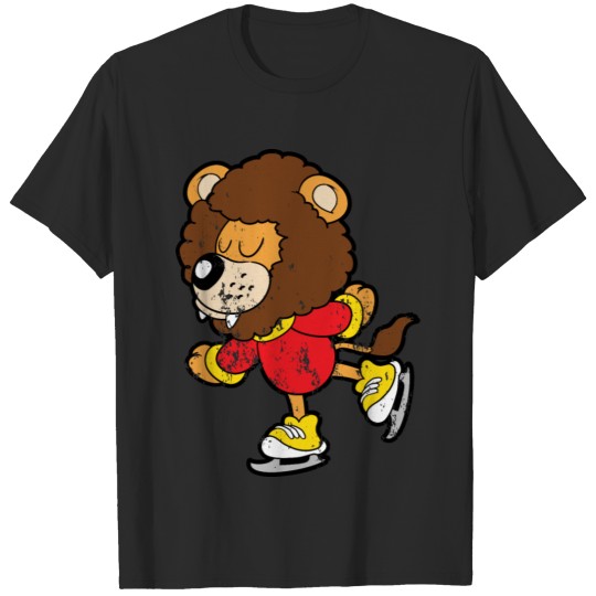 Retro Vintage Grunge Style Ice Skating Skater Lion T-shirt