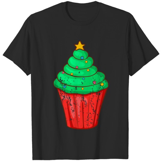 Retro Vintage Grunge Christmas Cupcakes Muffins T-shirt