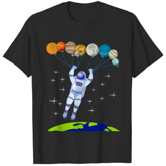 Astronaut Cosmonaut Space Earth Fly balloon gift T-shirt