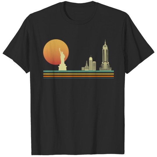 New York Retro Sunset NYC Skyline T-shirt
