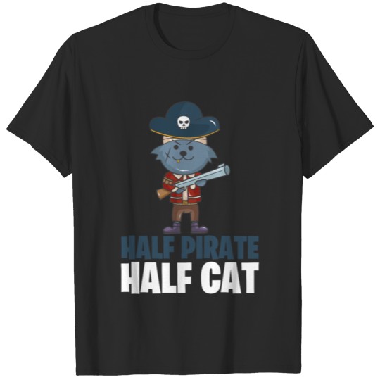 Half pirate half cat gift T-shirt
