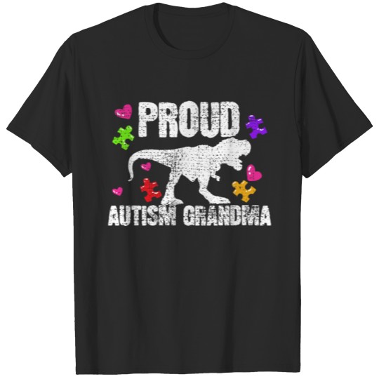 Autism Proud Grandma Dinosaur Puzzle T-shirt