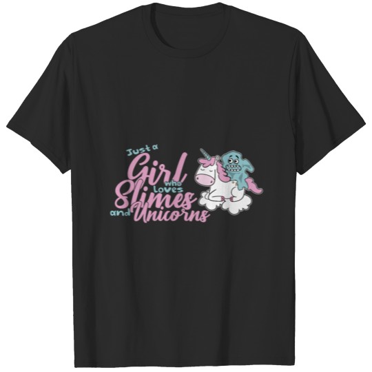 Girl loves slime and unicorns birthday T-shirt