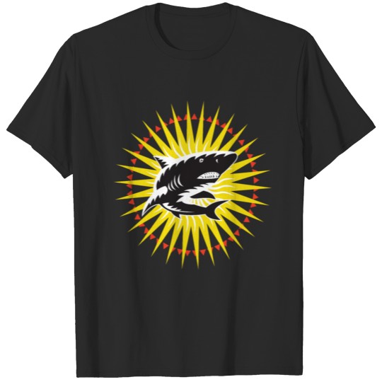 Great White Shark Sunburst Shark Apparel T-shirt