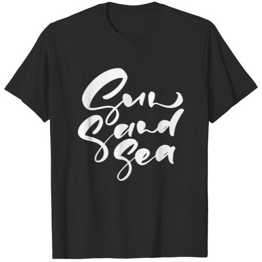 Cute Sun Sand Sea Hand Drawn Lettering T-shirt