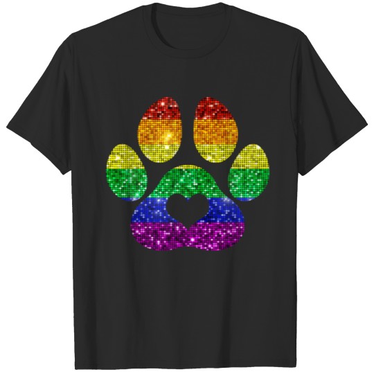 Rainbow Paw Print Dog Paw LGBT Gay Pride T Shirt T-shirt
