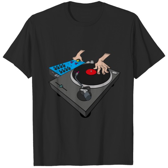 Turntable DJ Mixer Scratch record player Music T-shirt