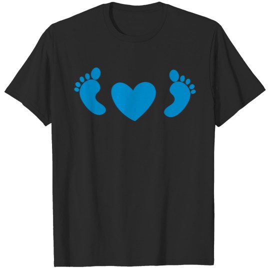 cute blue newborn baby feet heart T-shirt