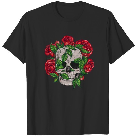 Skull with Roses Jewelry I Romantic & Horror-Fans T-shirt