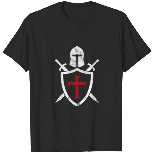 Knights Templar Helmet Cross and Sword Medieval T-shirt