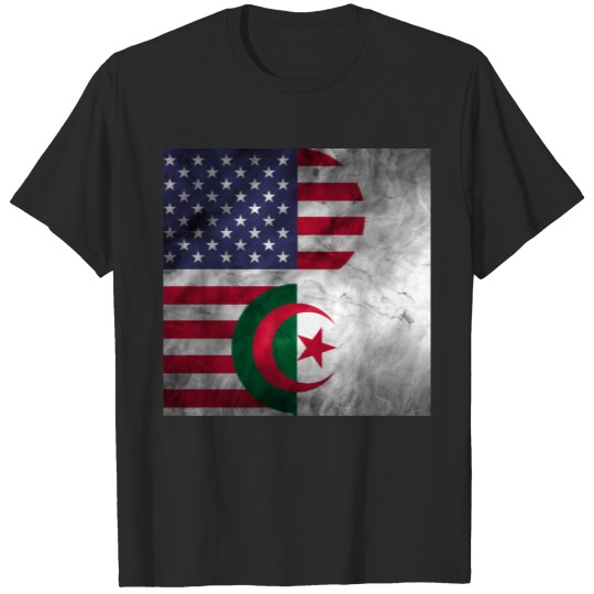 USA and Algeria Dual Flag Yin Yang Combination T-shirt