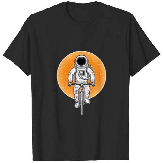 Astronaut Driving With A Bicycle Space Travel For T-shirt