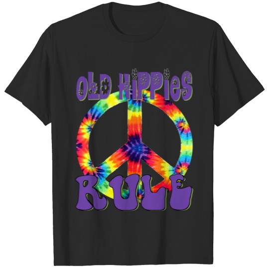 old hippies rule, flower power, hippie, retro, 60s T-shirt