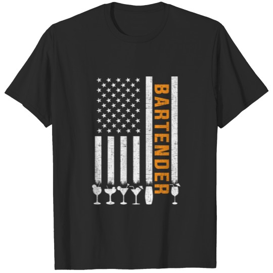 bartender usa american flag funny bartending T-shirt