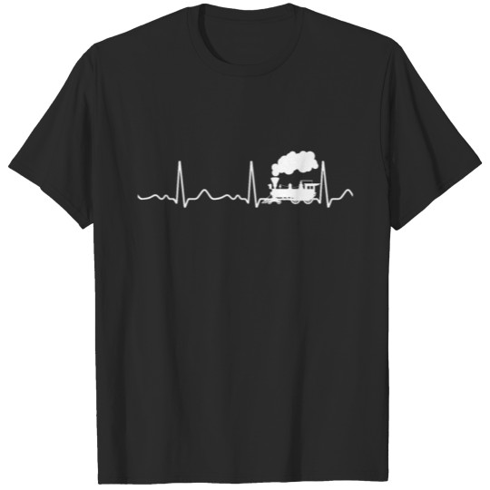 Steam locomotive - heart line, heartbeat, cardio T-shirt