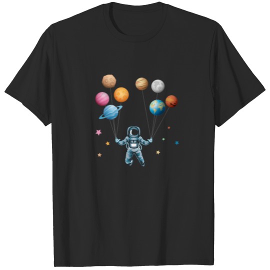 Funny Astronaut Spaceman with planet - balloons T-shirt
