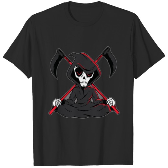 Funny Grim Reaper With Scythes - Horror Gift T-shirt