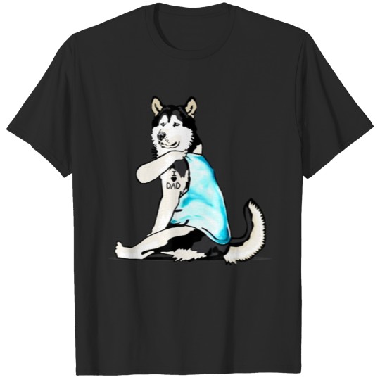Funny alaskan malamute Dog I Love Mom Tattoo T-shirt