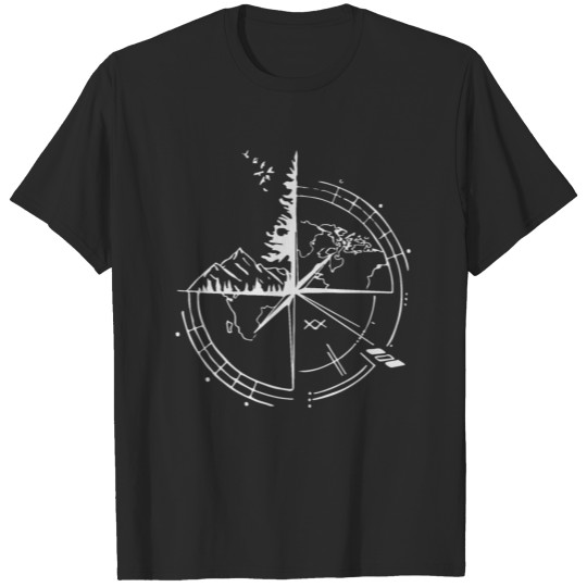 Compass, Mountain, Travel & Adventure around Globe T-shirt