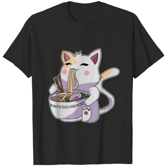 Kawaii Anime Cat Ramen Japanese T-shirt