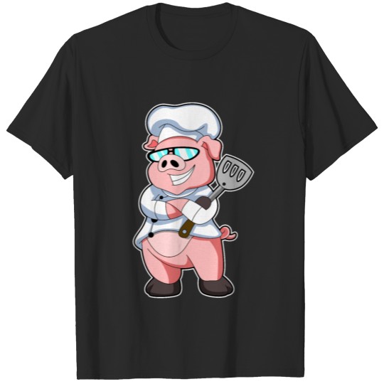 Pig as Chef with Cooking apron & Sunglasses T-shirt