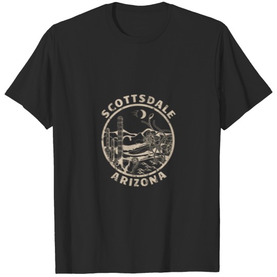 Scottsdale Arizona Linocut Distressed Desert Illus T-shirt