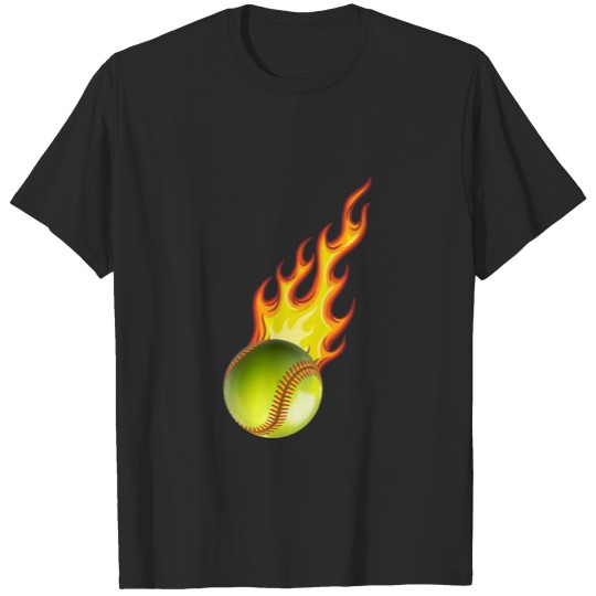 Softball Fire Ball Baseball Catcher Pitcher Gift T-shirt