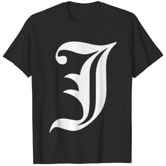 J – Old English Initial White Letter J T-shirt