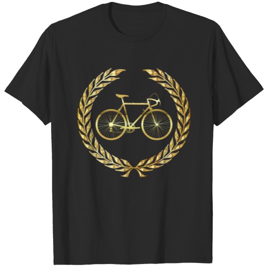 Road Bike Gold Laurel Wreath Bicycle Motif T-shirt
