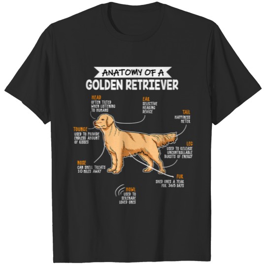 Anatomy Of A Golden Retriever Dog Funny Dog T-shirt