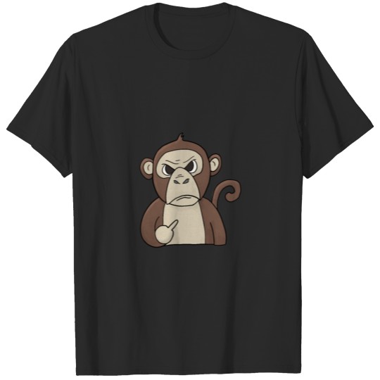 Grumpy Monkey Ape Holding Middle Finger T-shirt