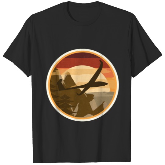 Glider Airplane Landscape Mountains T-shirt