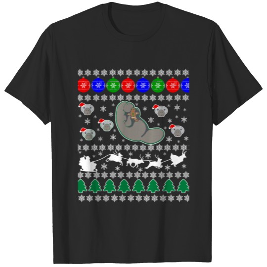 Manatee Sea Cow Ugly Christmas Sweater Xmas Party T-shirt