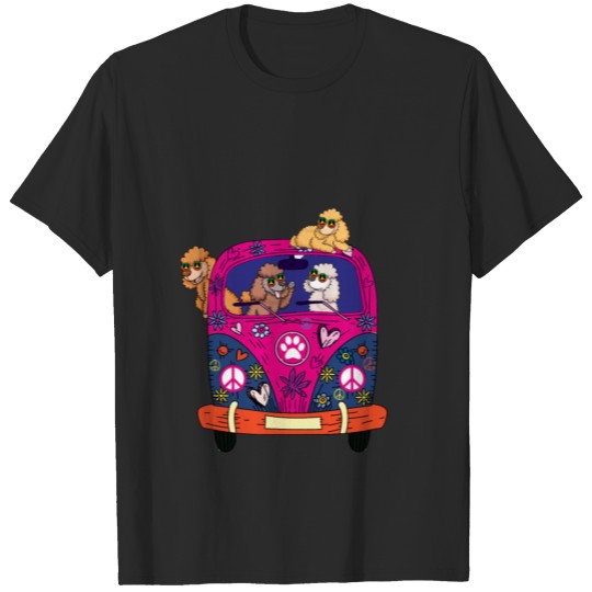 Poodle Hippie Car copy T-shirt