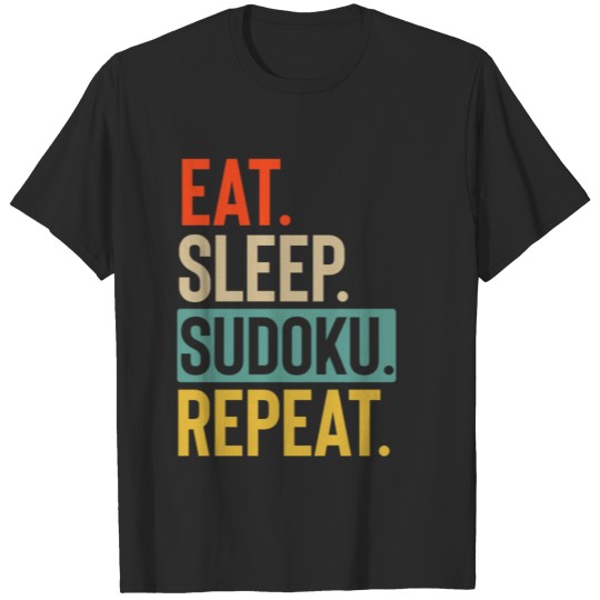 Eat Sleep sudoku Repeat retro vintage colors T-shirt