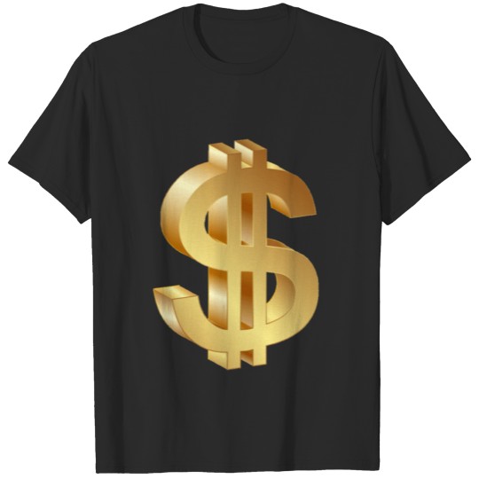 gold dollar sign logo 3d T-shirt
