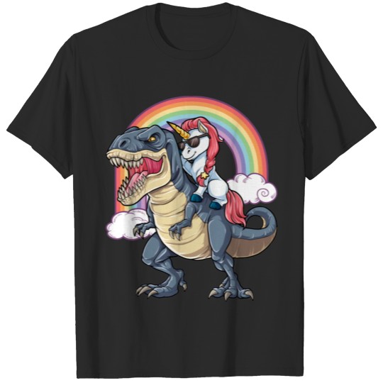 Unicorn Riding Dinosaur T-shirt