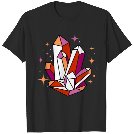 Lesbian Crystals Orange Pink Lesbian Pride T-shirt