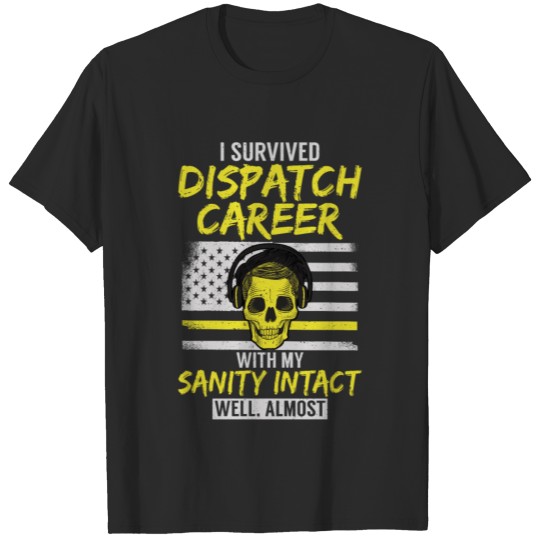 Retired Dispatcher 911 Thin Yellow Line Patriotic T-shirt