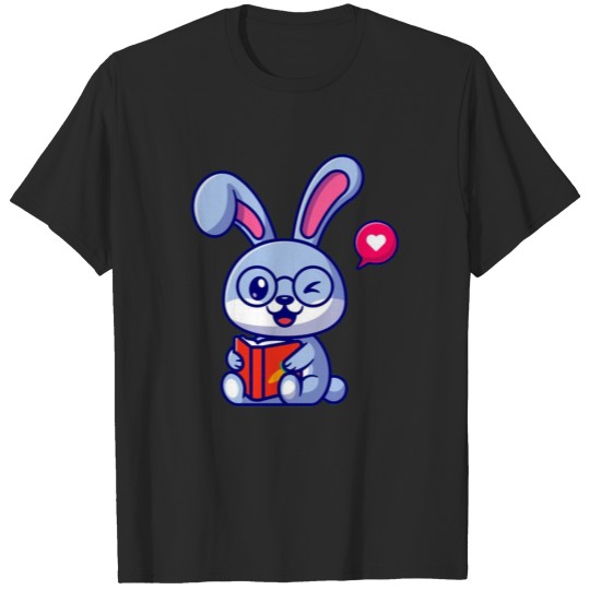 Cute rabbit reading book T-shirt